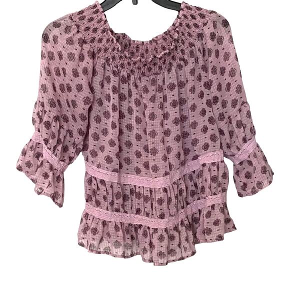 EYESHADOW LONG SLEEVE PULL-OVER BLOUSE, JUNIORS/WOMENS L, LIGHT & DARK PURPLE - Picture 2 of 11